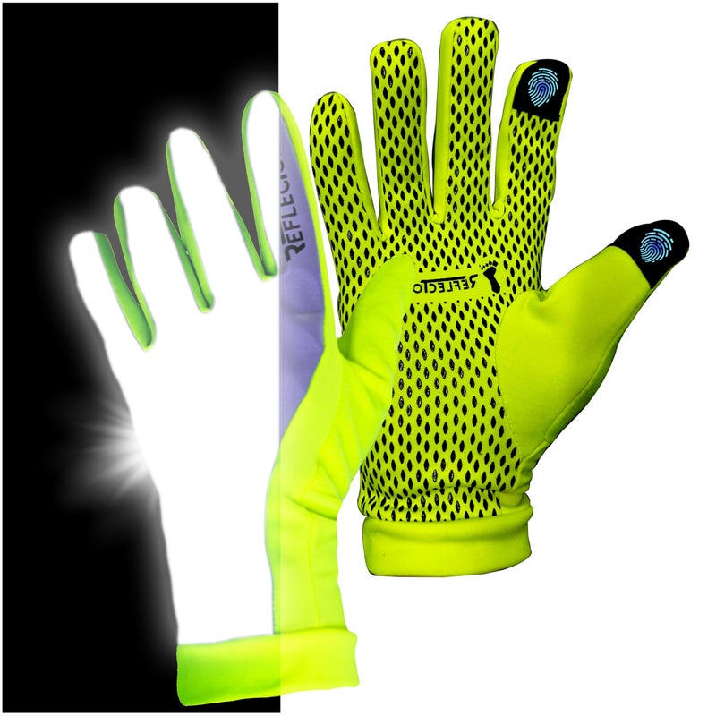 ReflecToes Reflective Winter Running Gloves - Touch Screen Compatible Warm Gloves -Thermal Fleece - Cold Weather Hi Vis Safety for Night Runs (XL) - Image 1